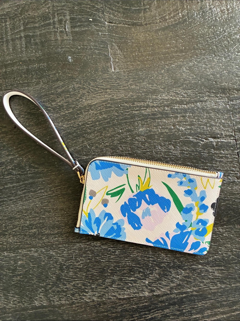 kate spade Floral Zip Wristlet in Blue, Green & Yellow - Picture 3 of 3